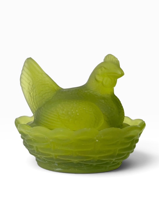 Westmoreland Other - Vintage Westmoreland Green Satin Glass Hen On Nest Mini 3 1/2”